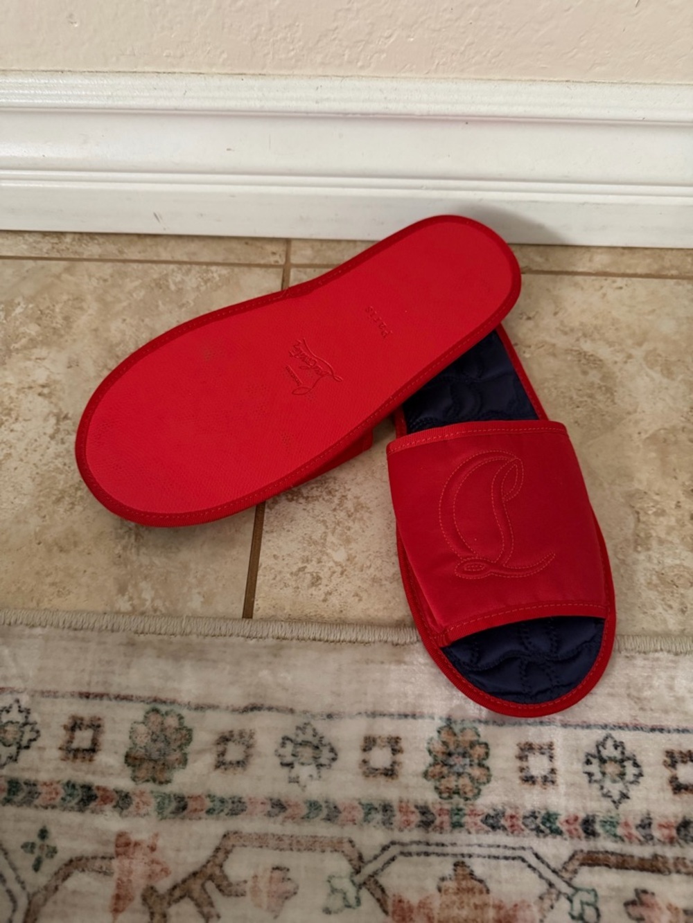 Authentic Christian Louboutin Silk Slide Slippers - Picture 4 of 9